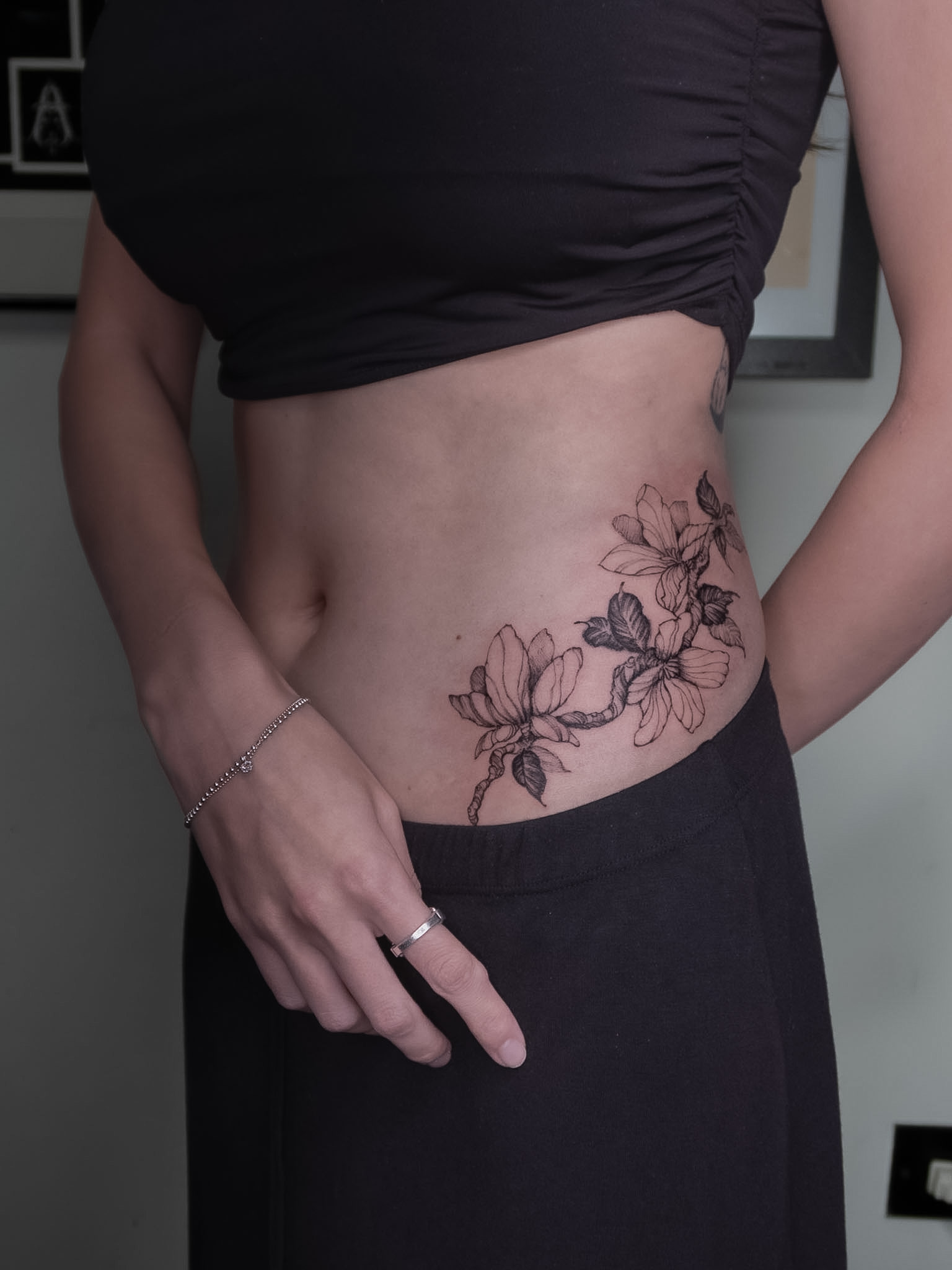 Medium freehand floral tattoo