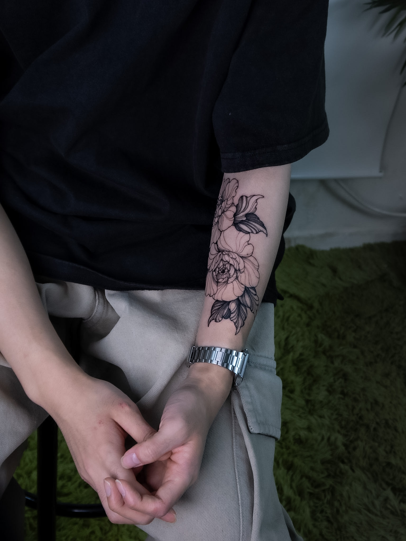 Medium freehand floral tattoo